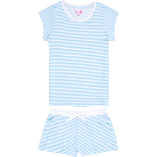 Women's Sky Blue Jersey Short PJ Set - Organic Stretch Cotton