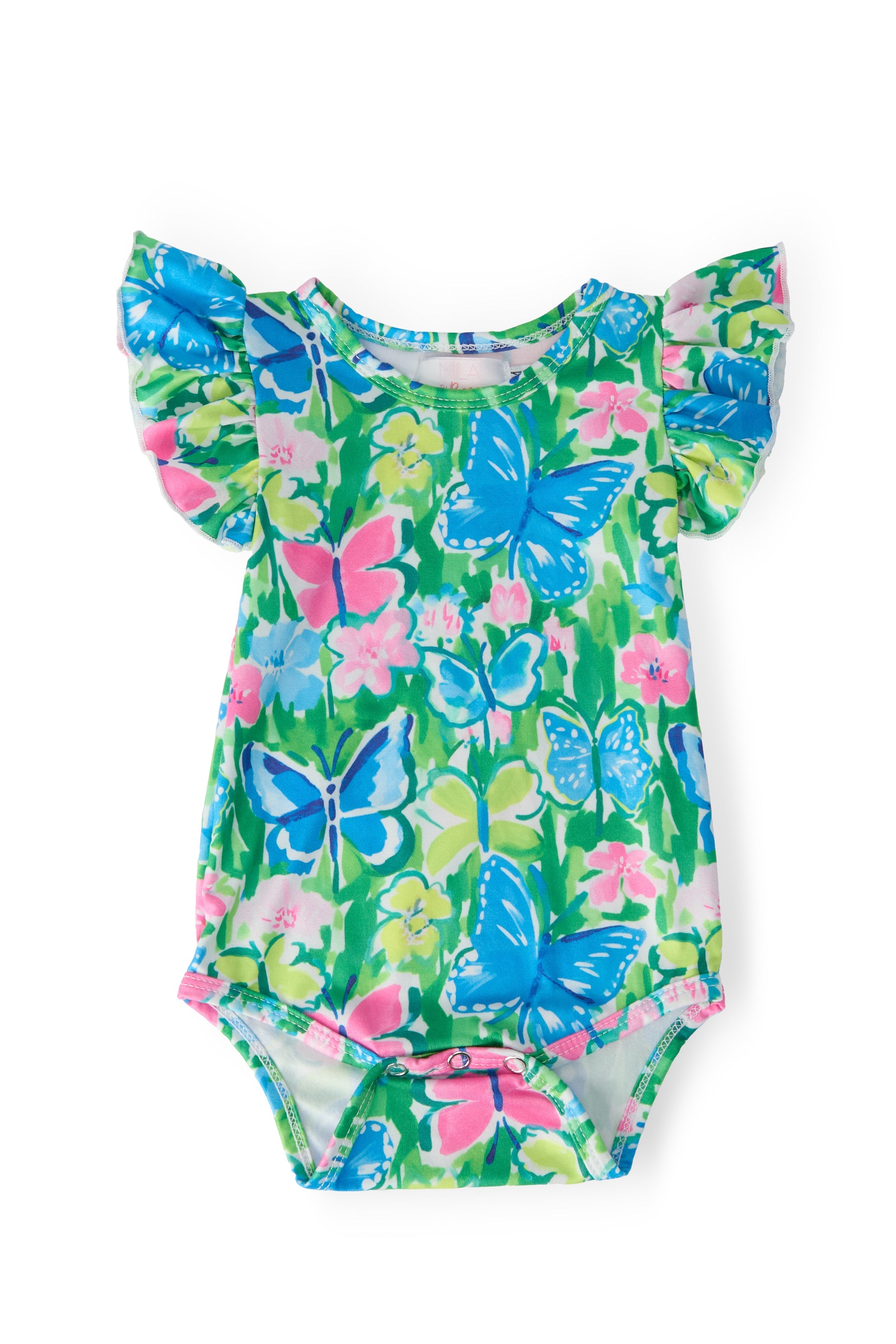 Watercolor Butterflies Short Sleeve Flutter Bodysuit