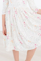 SALE Whimsical Wildflowers 3/4 Sleeve Pocket Twirl Dress