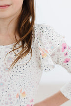 Whimsical Wildflowers Short Sleeve Flutter Sleeve Leotard