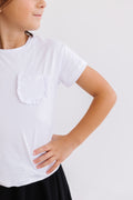 White Ruffle Pocket Tee