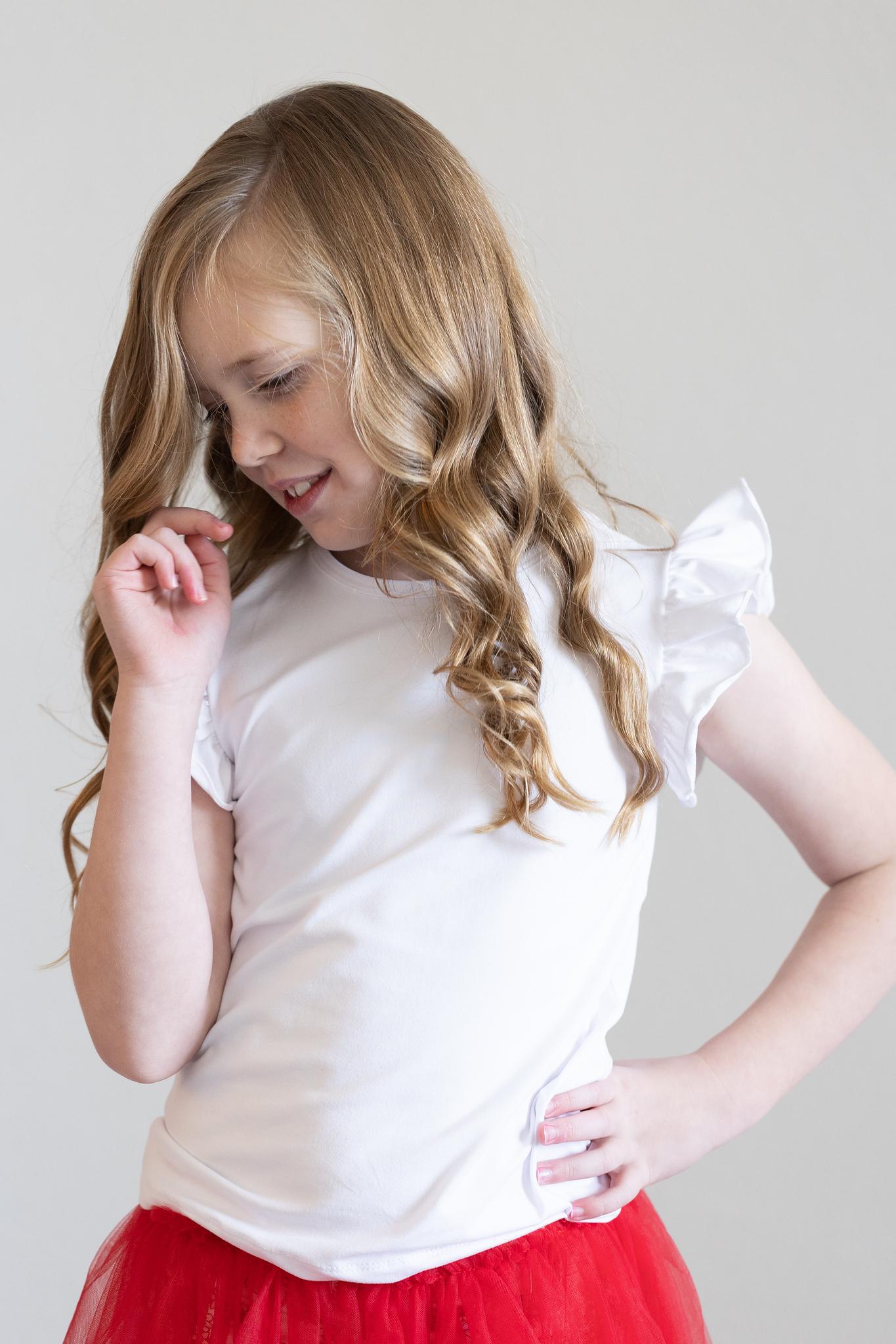 White Short Sleeve Ruffle Tee