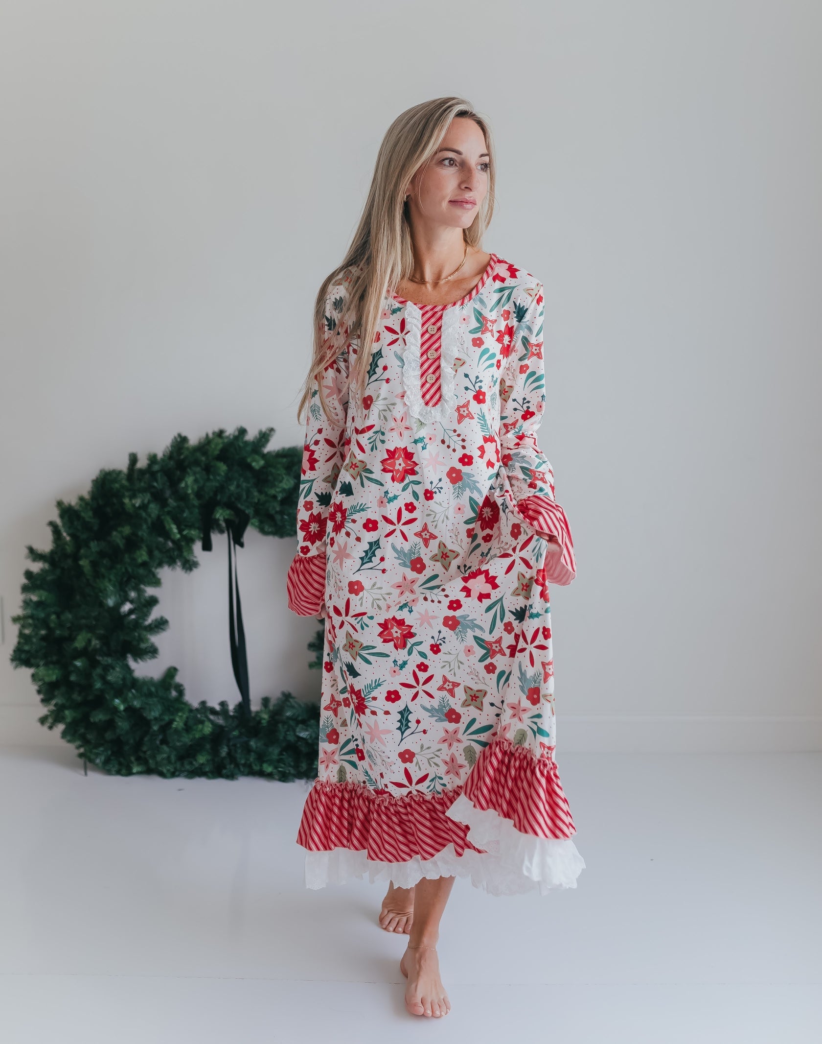 Women's Christmas Flower Lounge Gown