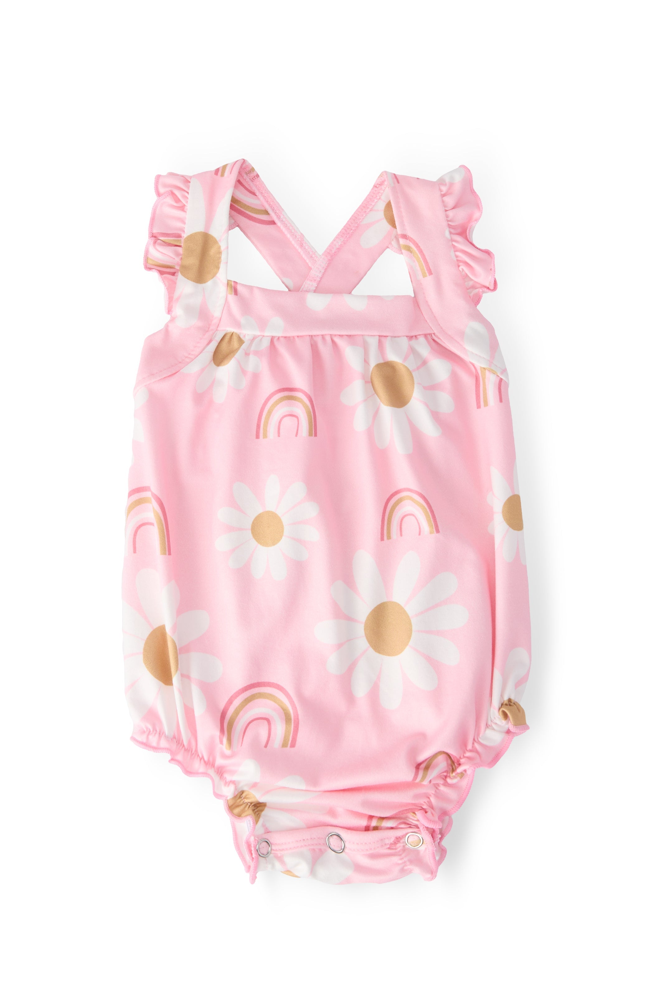 You are My Sunshine Ruffle Cross Back Romper