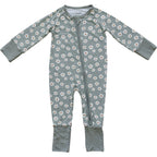 Light Green Daisy Bamboo Zipper Pajamas