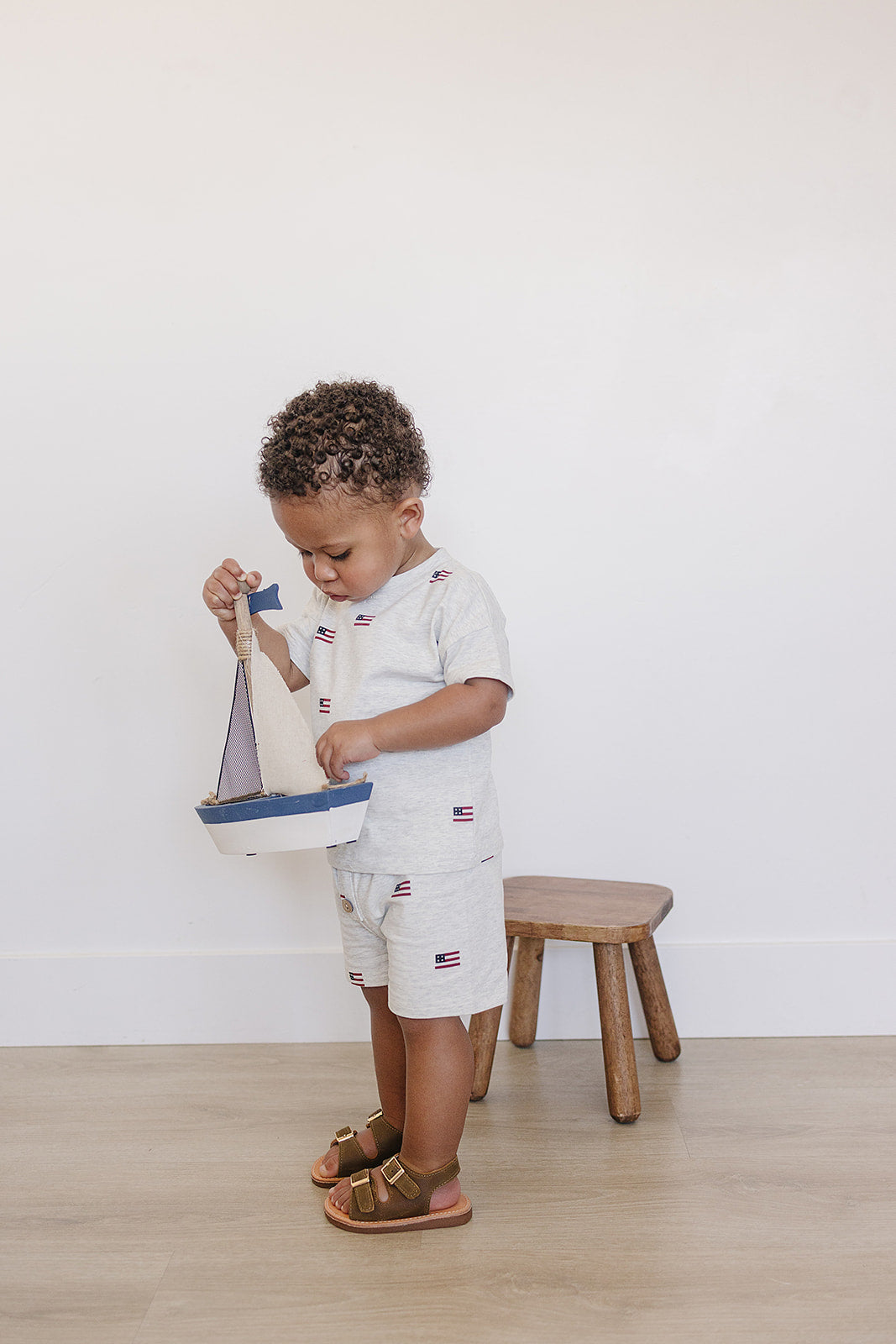 Boys Flag Button Short Set