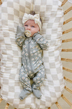 Light Green Daisy Bamboo Zipper Pajamas