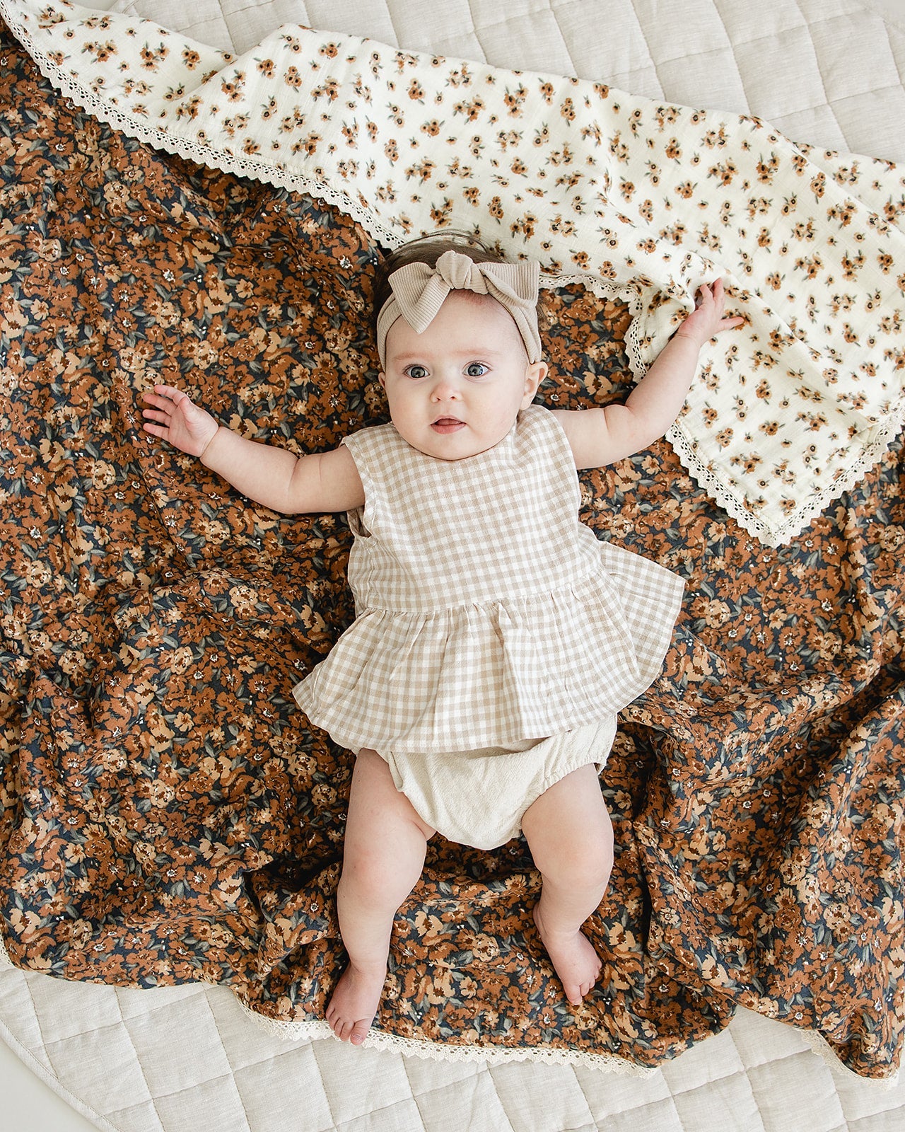 Baby Girl Oatmeal Gingham Peplum Set