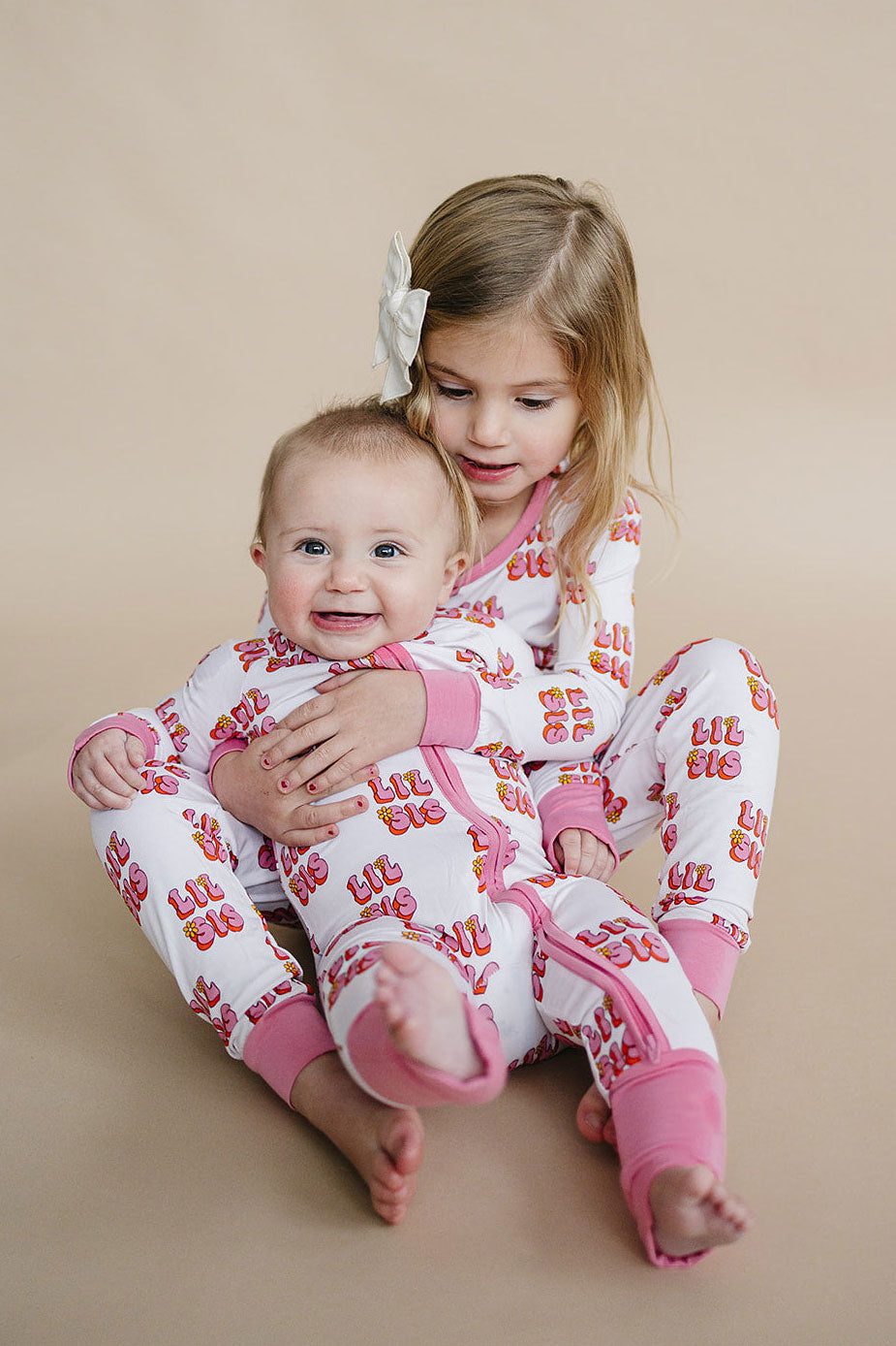 Baby Girl Lil Sis Bamboo Zip Pajama Romper