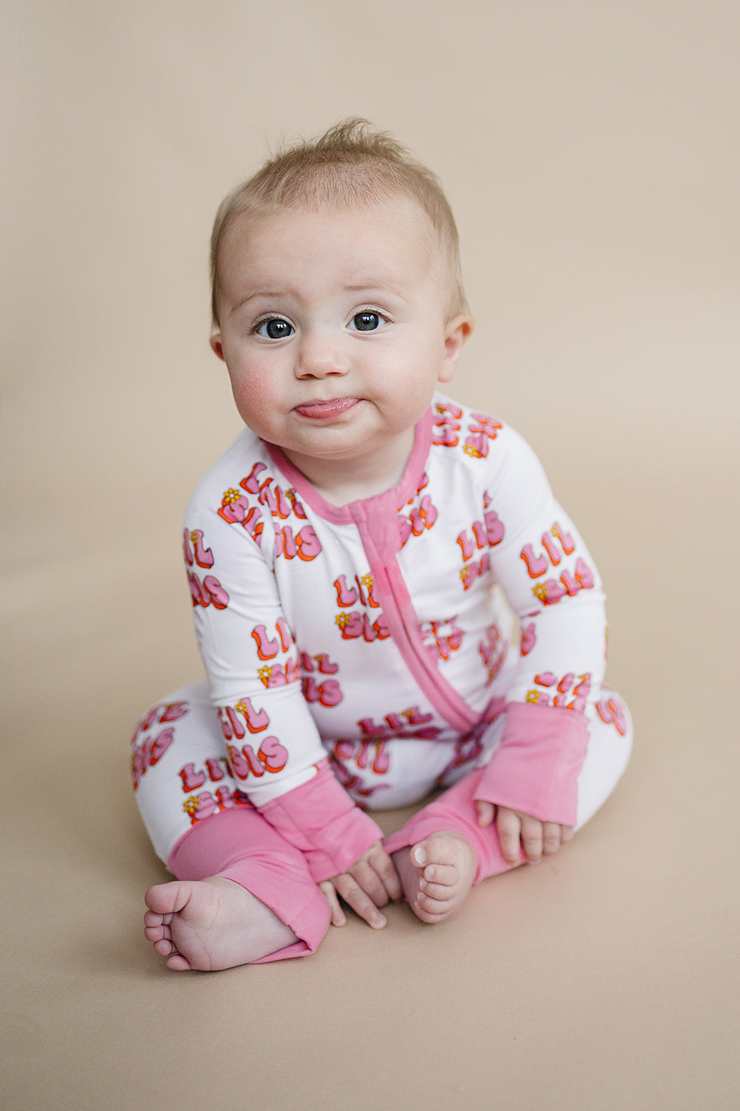 Baby Girl Lil Sis Bamboo Zip Pajama Romper