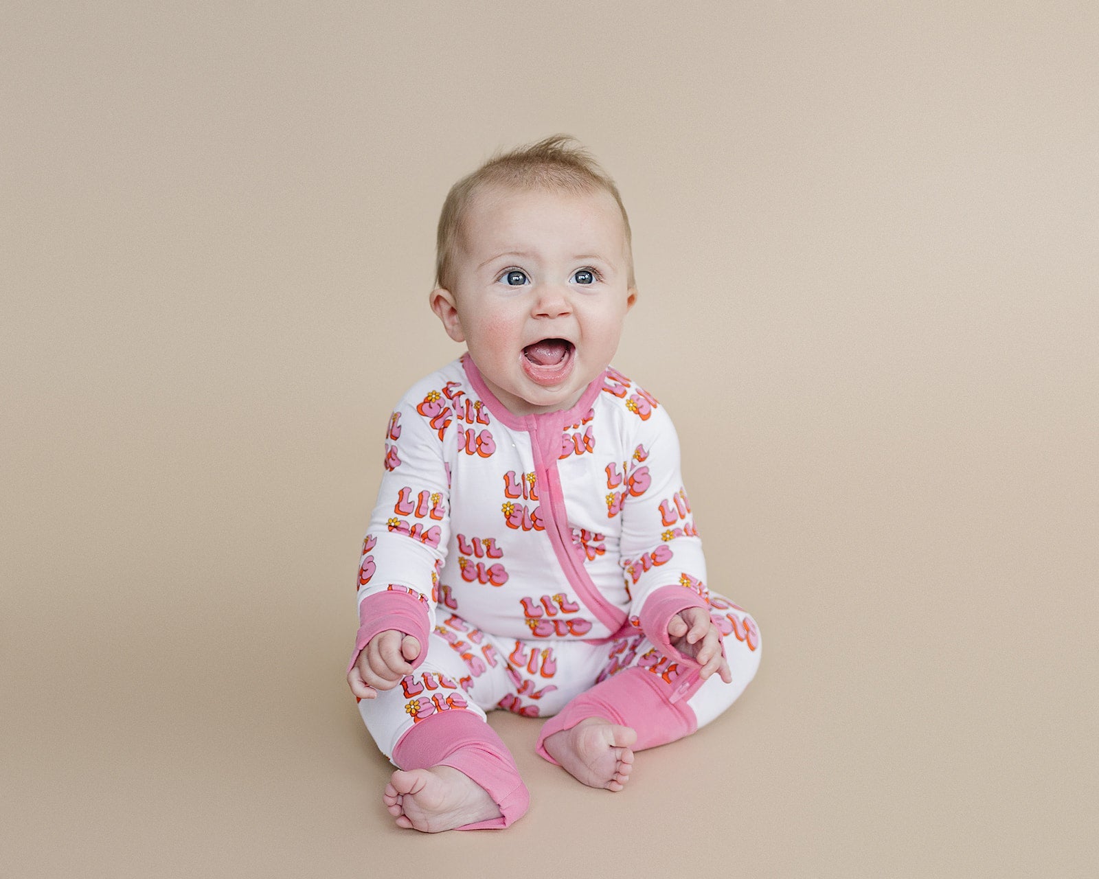 Baby Girl Lil Sis Bamboo Zip Pajama Romper