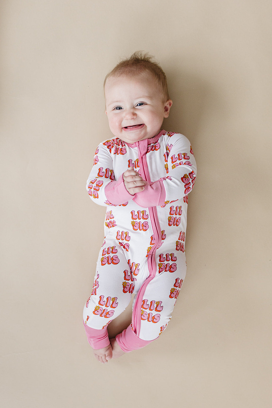 Baby Girl Lil Sis Bamboo Zip Pajama Romper