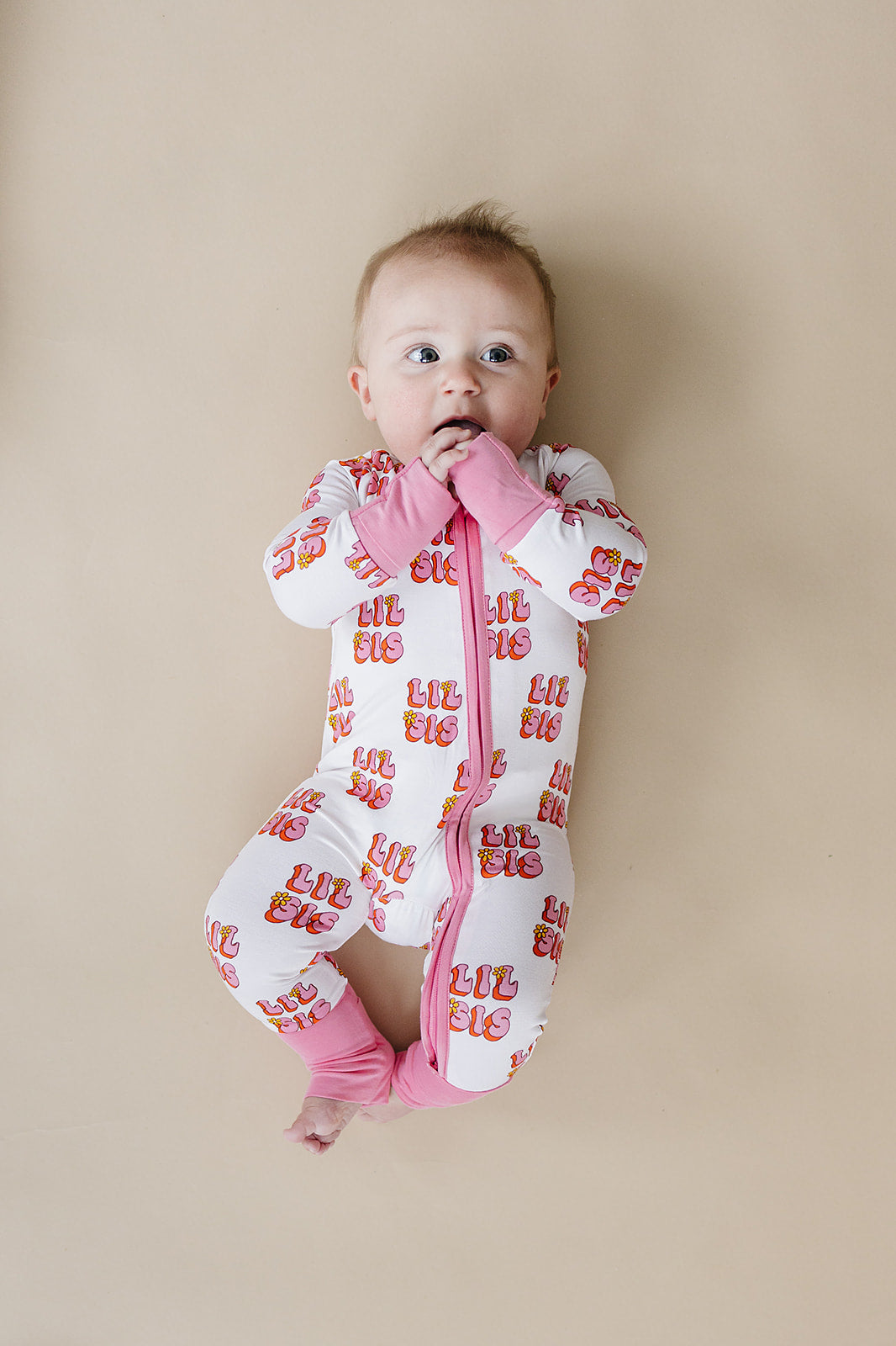 Baby Girl Lil Sis Bamboo Zip Pajama Romper