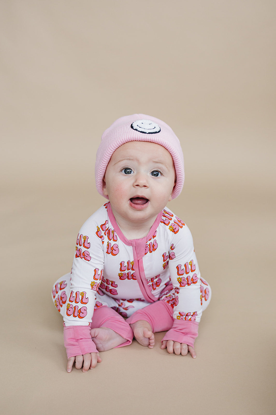 Baby Girl Lil Sis Bamboo Zip Pajama Romper