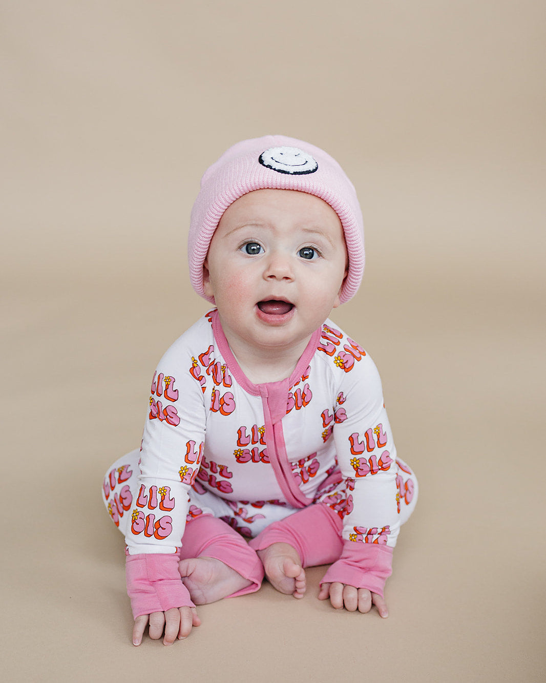 Baby Girl Lil Sis Bamboo Zip Pajama Romper