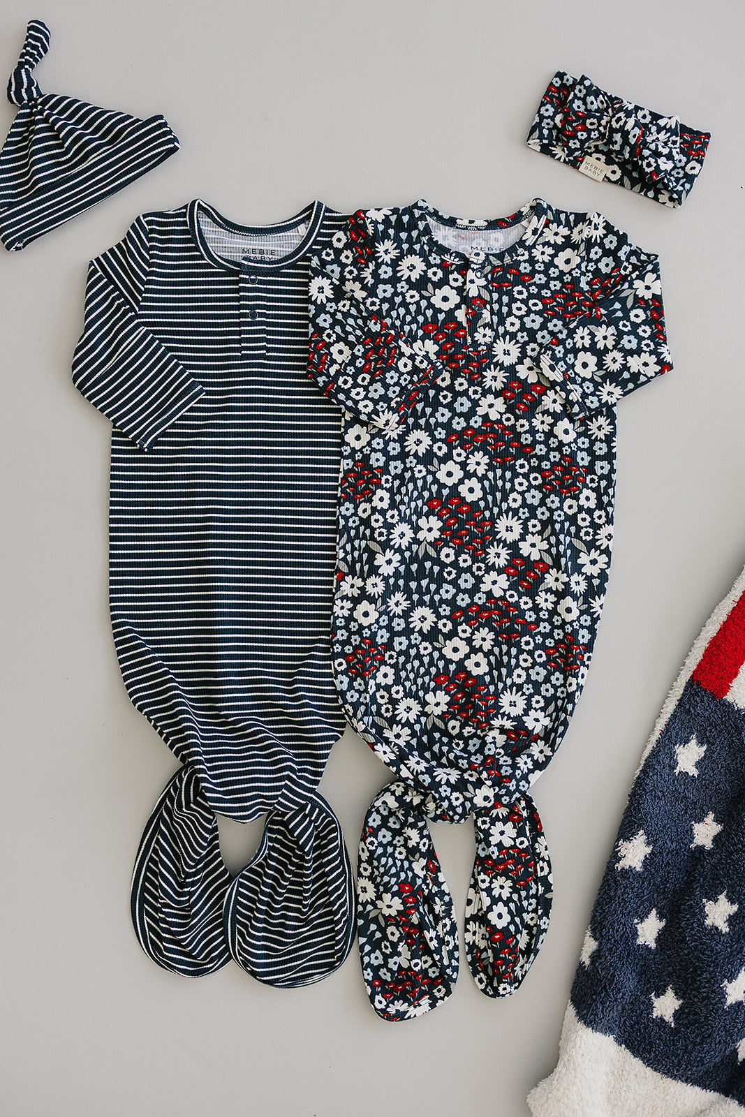 Baby Girl Americana Floral Bamboo Knot Gown