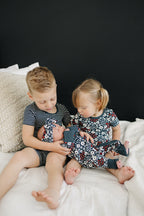 Navy Stripes Bamboo Toddler Short Set