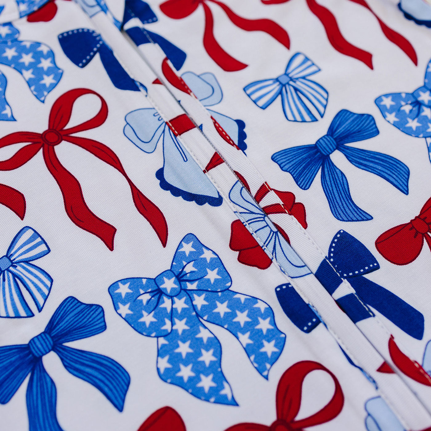 Bamboo Shorty Romper  | Red-White & Bows