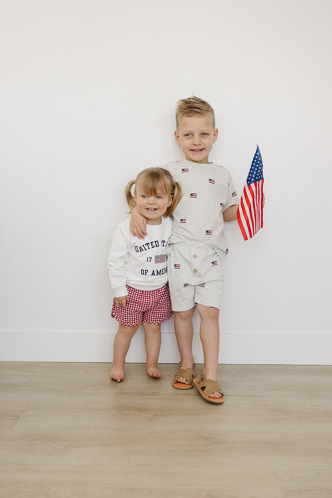 Boys Flag Button Short Set