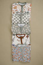 Light Green Daisy Bamboo Zipper Pajamas