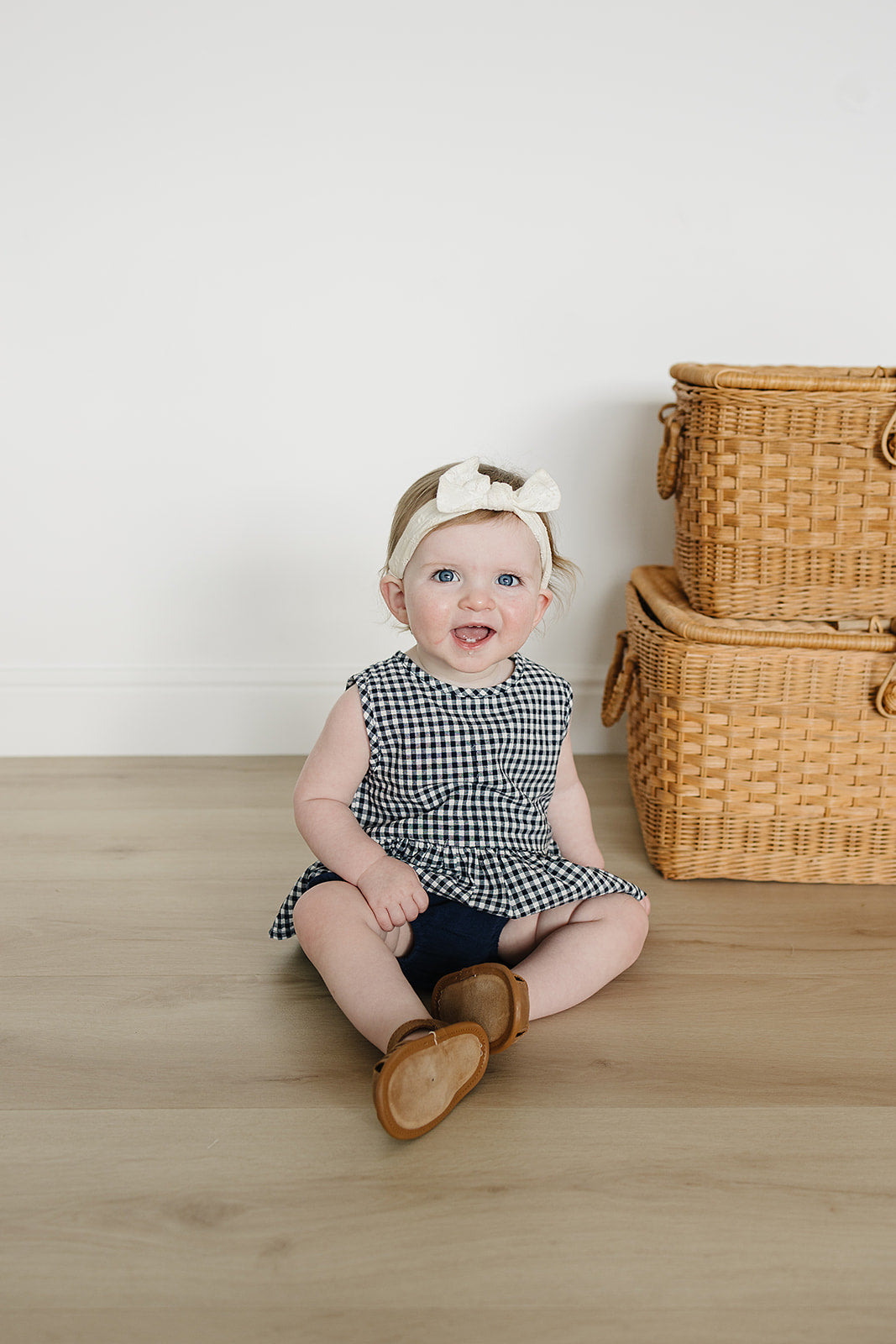 Baby Girl Navy Gingham Peplum Set