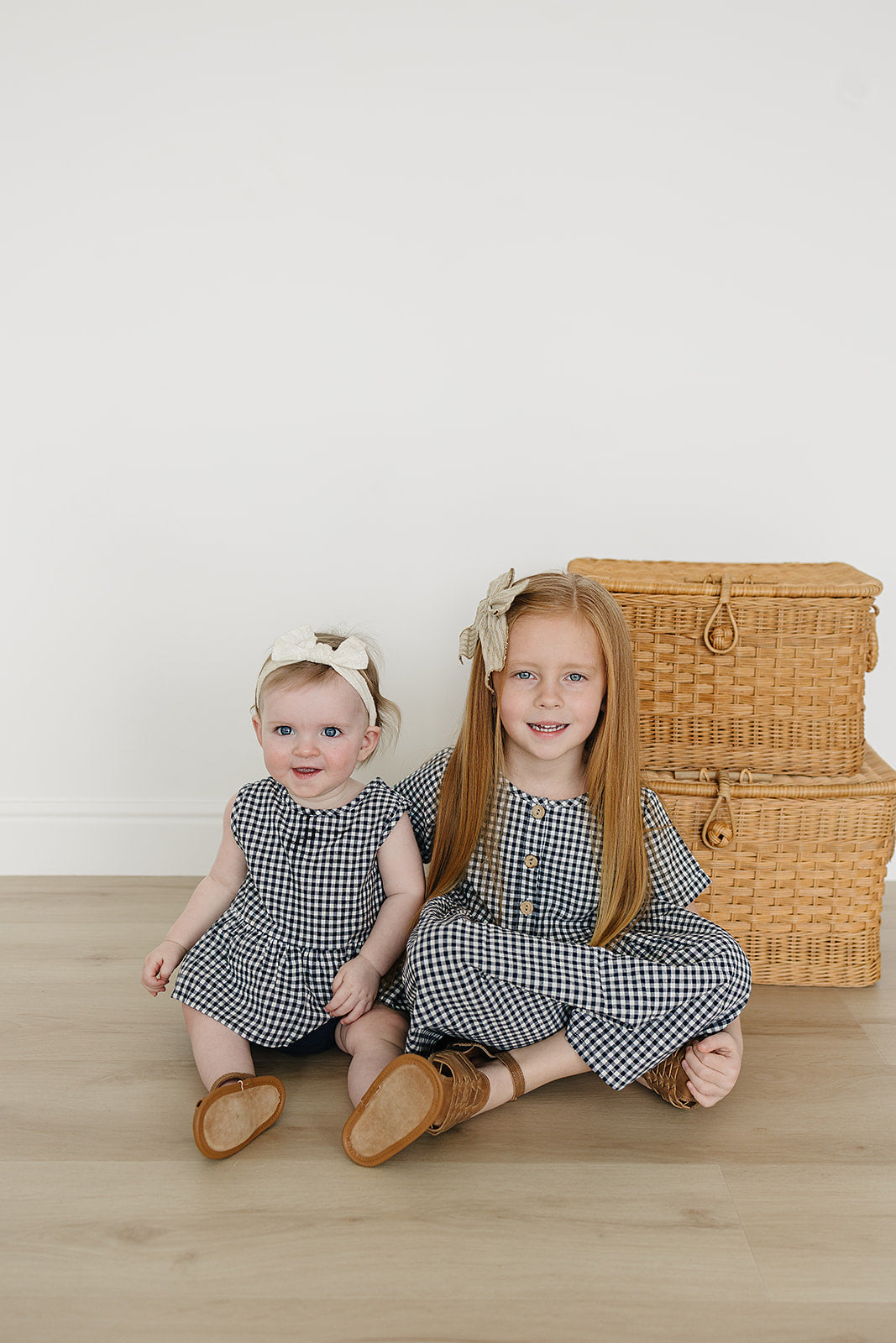 Baby Girl Navy Gingham Peplum Set