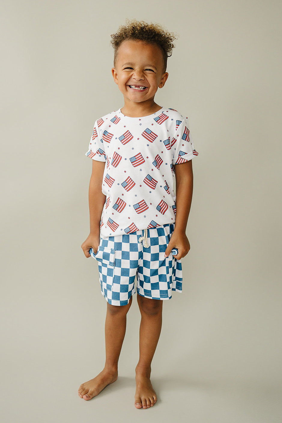 Boy Patriotic Vibes Cargo Shorts Set