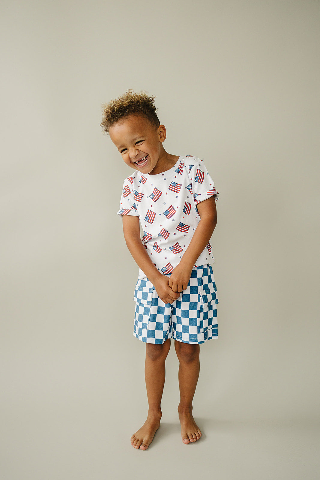 Boy Patriotic Vibes Cargo Shorts Set
