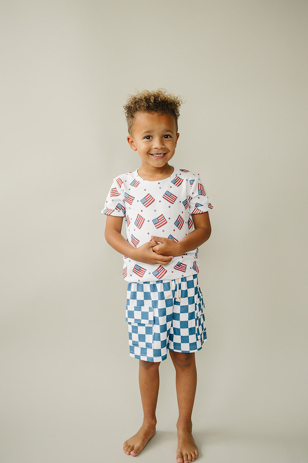 Boy Patriotic Vibes Cargo Shorts Set