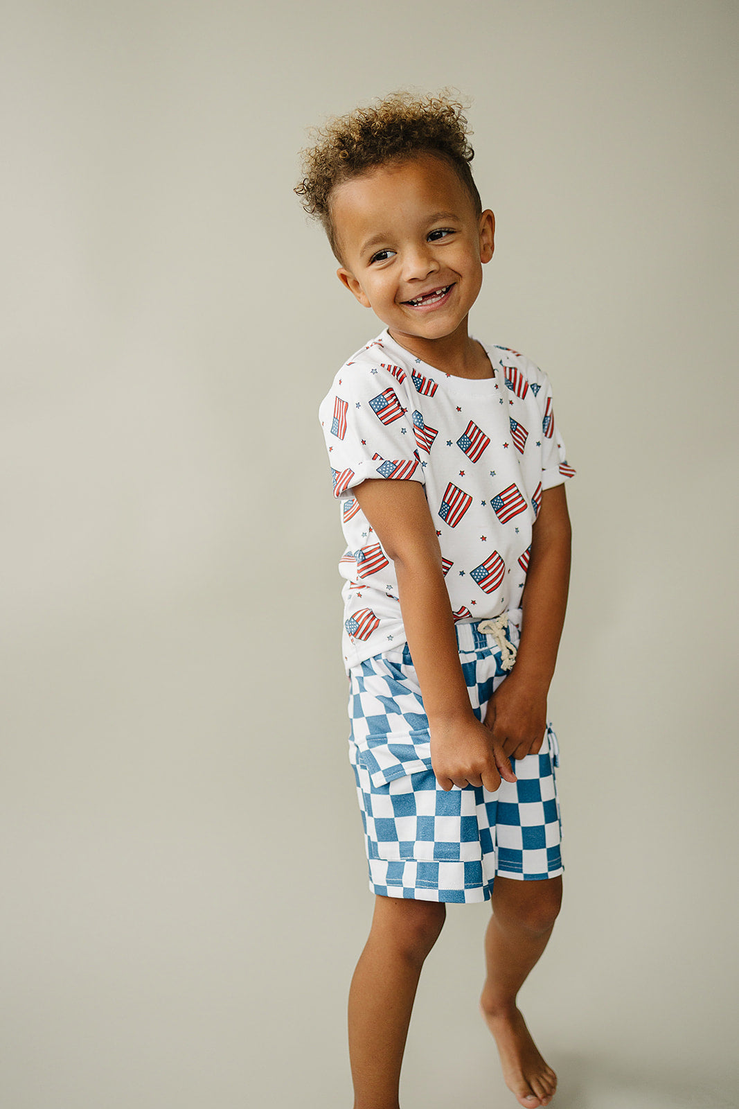 Boy Patriotic Vibes Cargo Shorts Set
