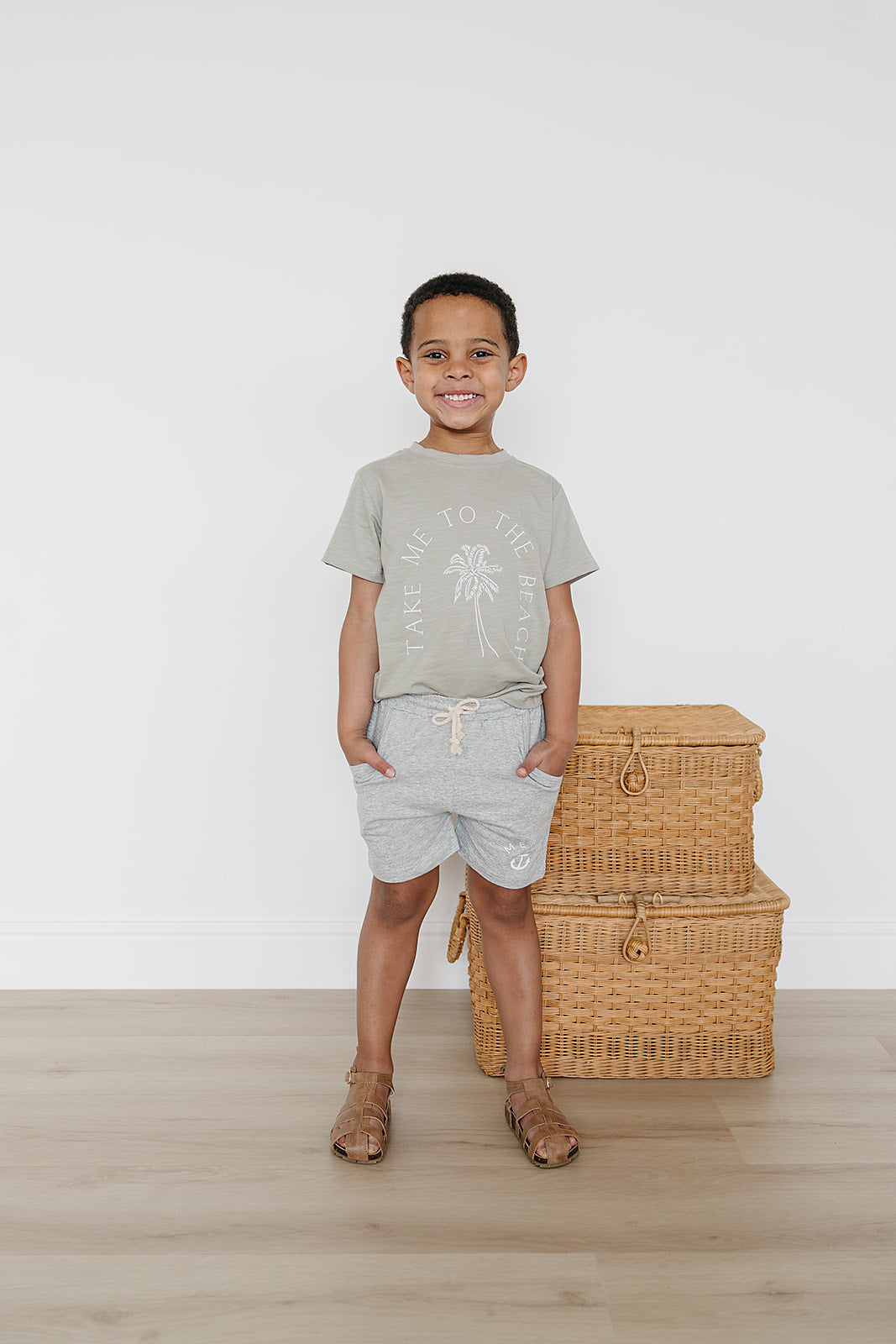 Heather Grey Cotton Pocket Shorts for Kids