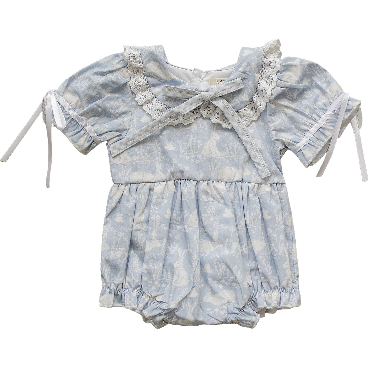 Baby Girl Blue Bunny Bubble Romper