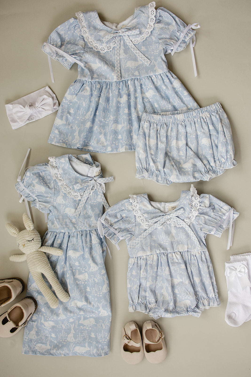 Baby Girl Blue Bunny Bloomer Set