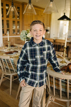 Navy Plaid Button Up Shirt