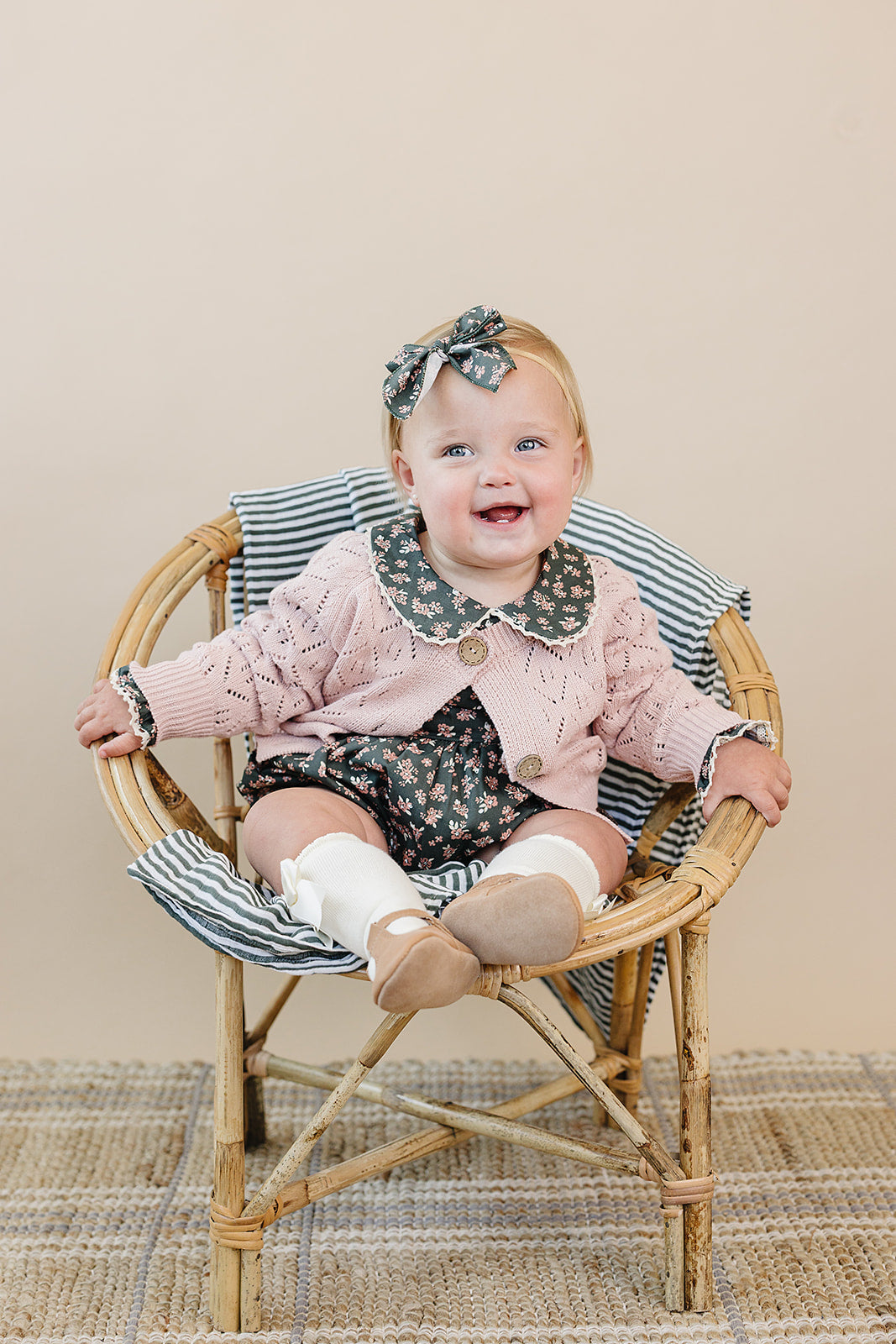 Olive Bloom Bubble Romper