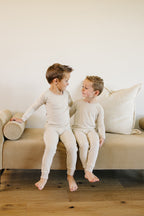 Taupe Stripe Ribbed Bamboo Cozy Set