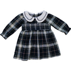 Navy Plaid Smocked Dress