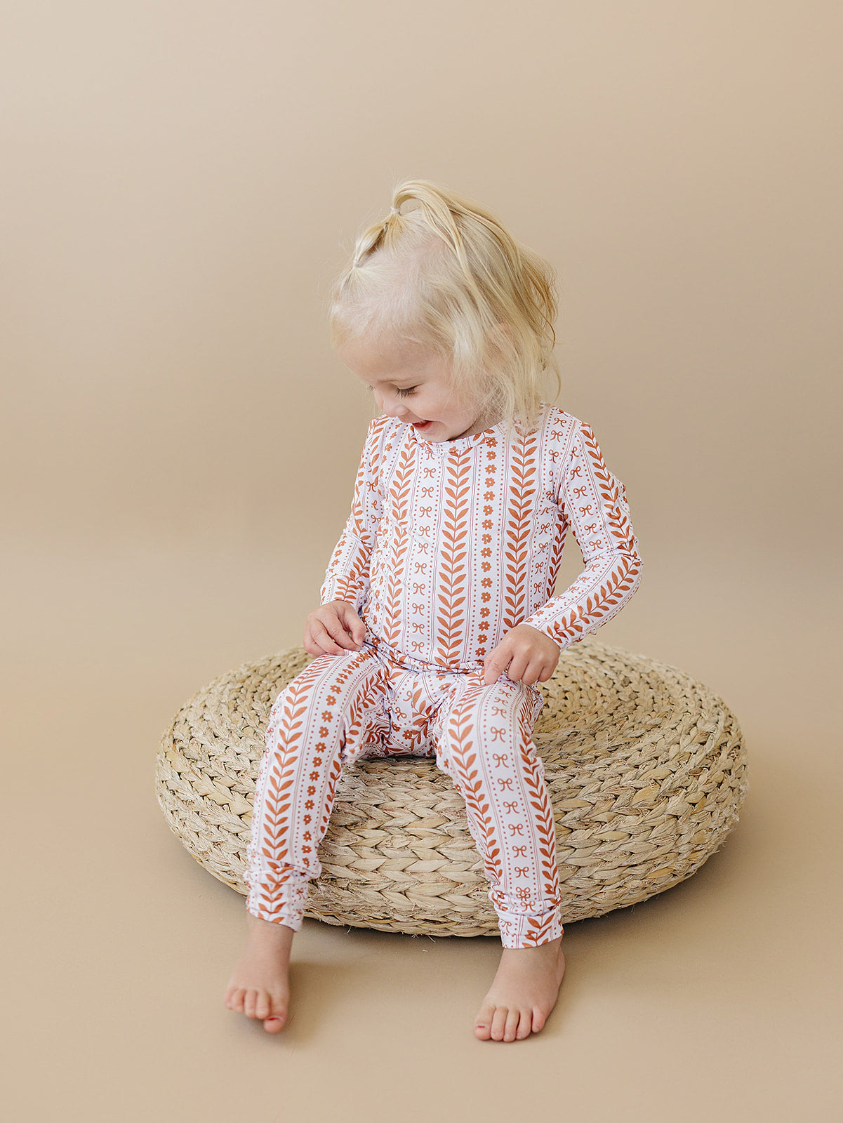 Boho Daisy Bamboo Two-Piece Pajama Set