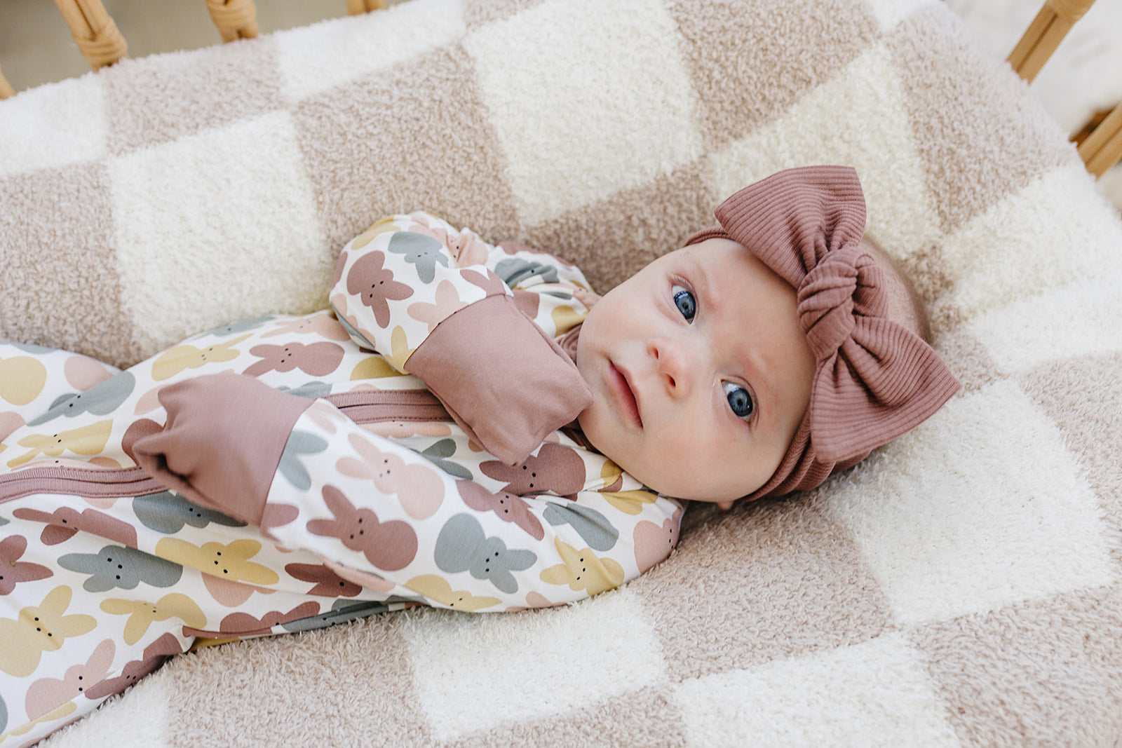 Baby Girl Dusty Rose Bunny Bamboo Zipper