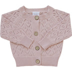 Pink Pointelle Button Down Cardigan