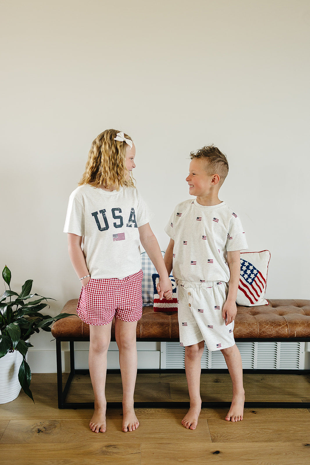 Boys Flag Button Short Set