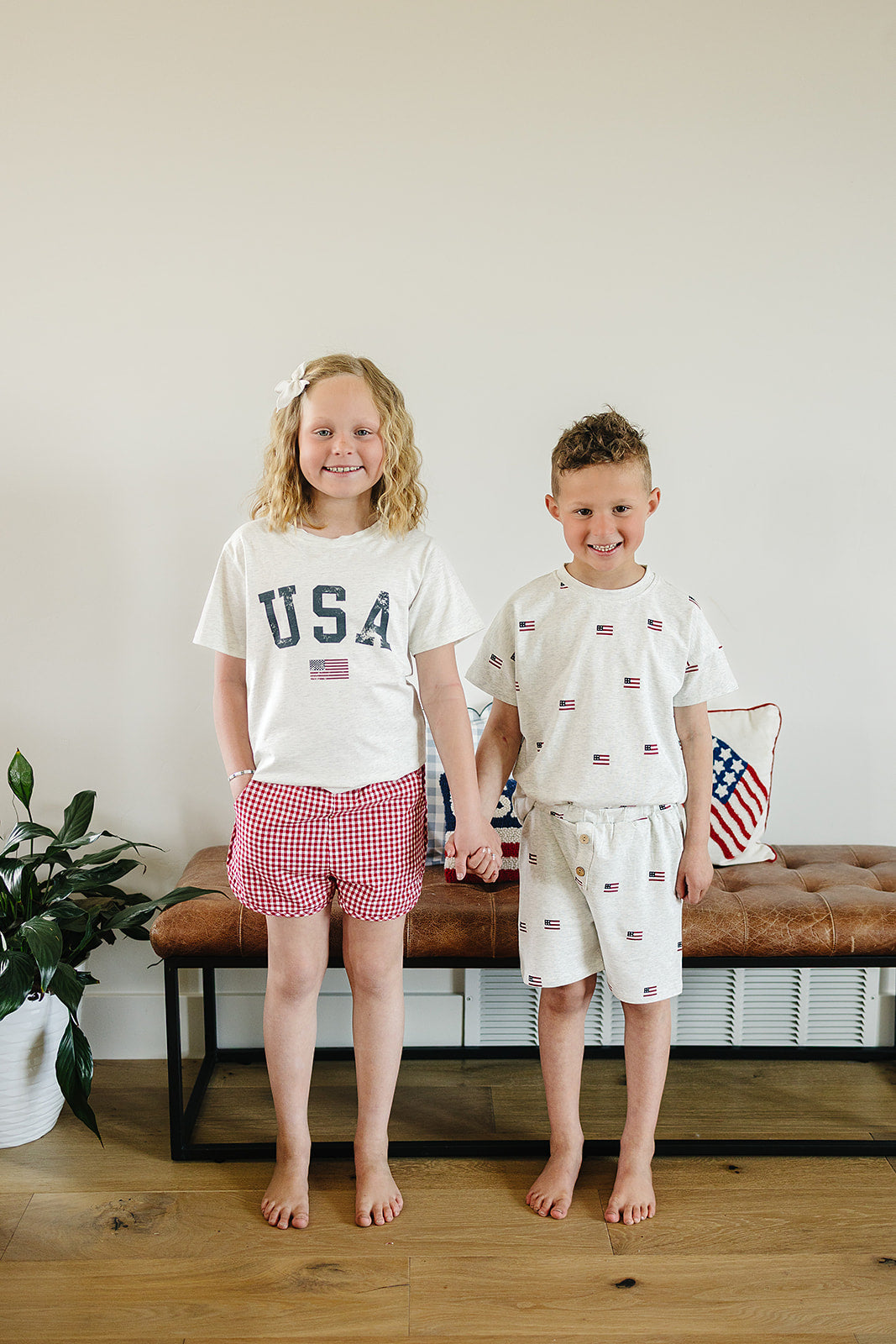 Boys Flag Button Short Set