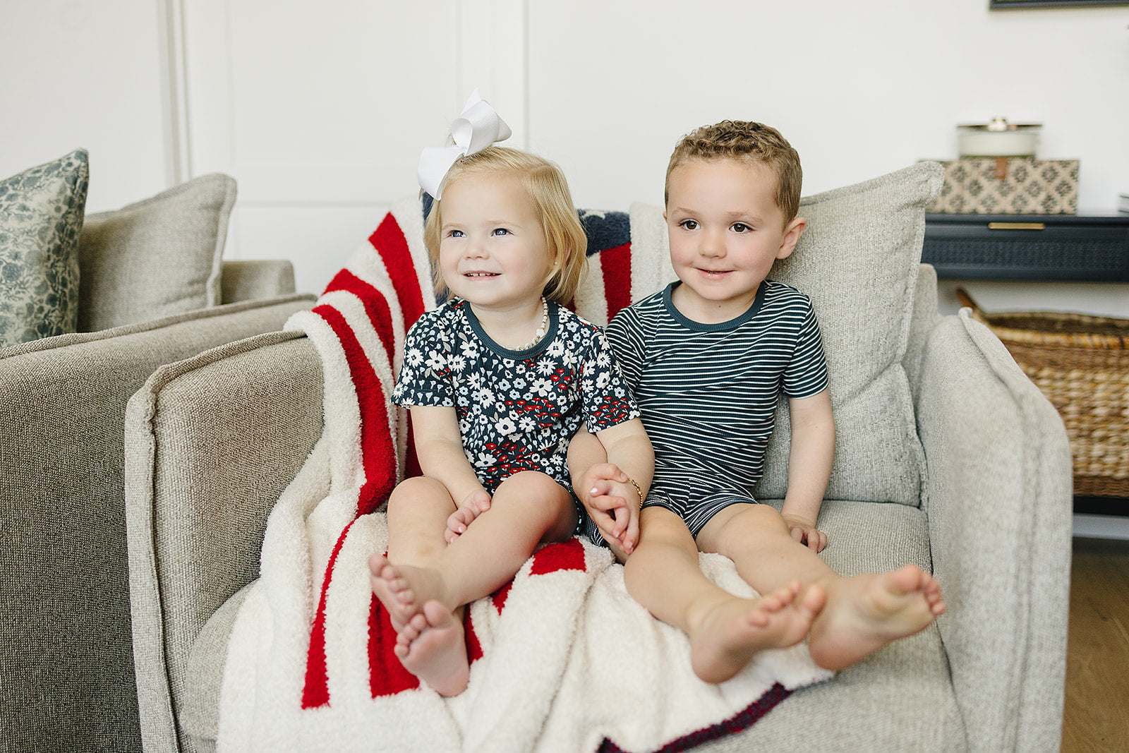 Navy Stripes Bamboo Toddler Short Set
