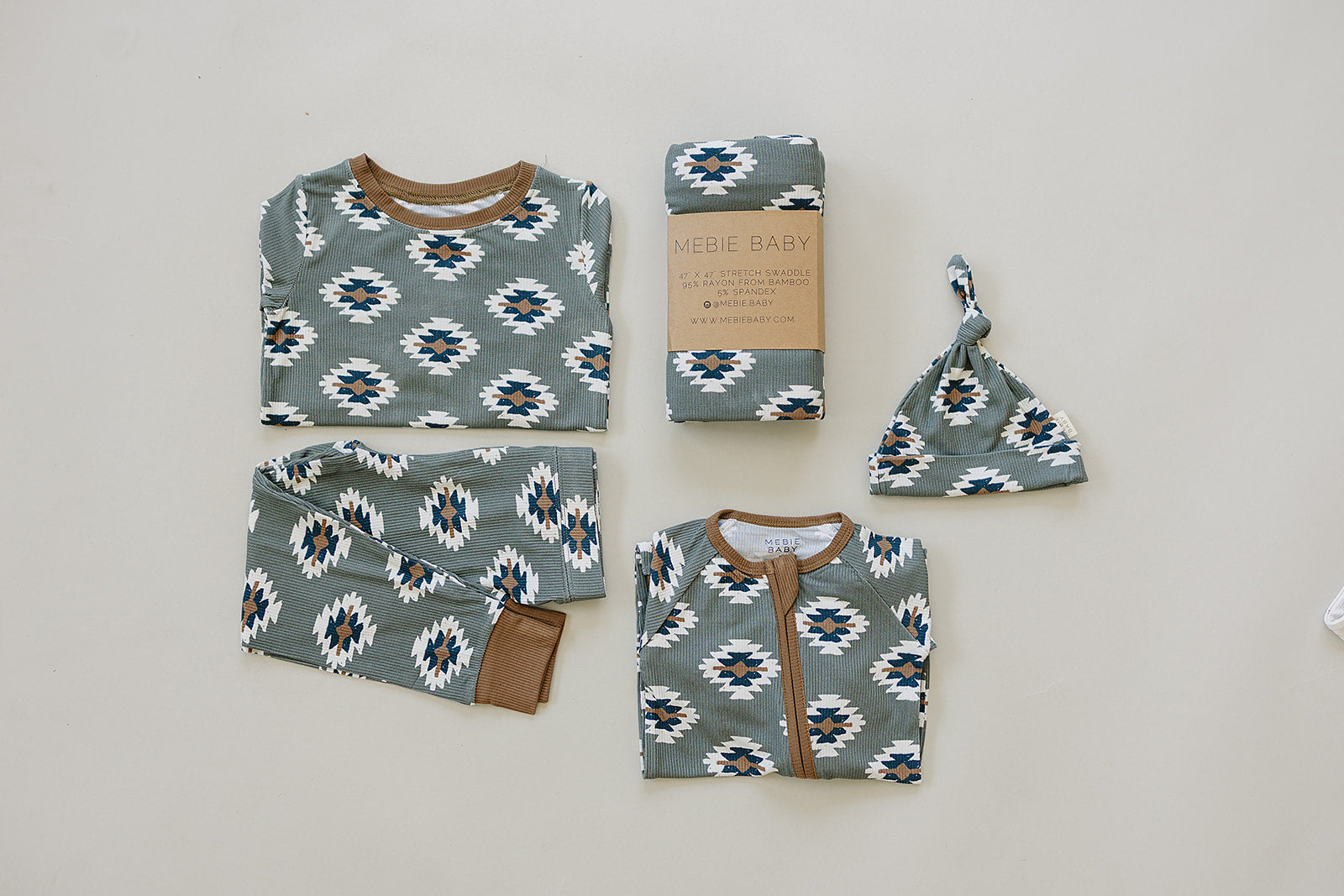Southwest Aztec Ribbed Bamboo Zipper Pajama