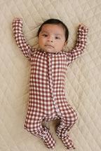 Bamboo Zip Romper | Chocolate Gingham
