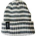 Grey & White Stripe Chunky Knit Beanie