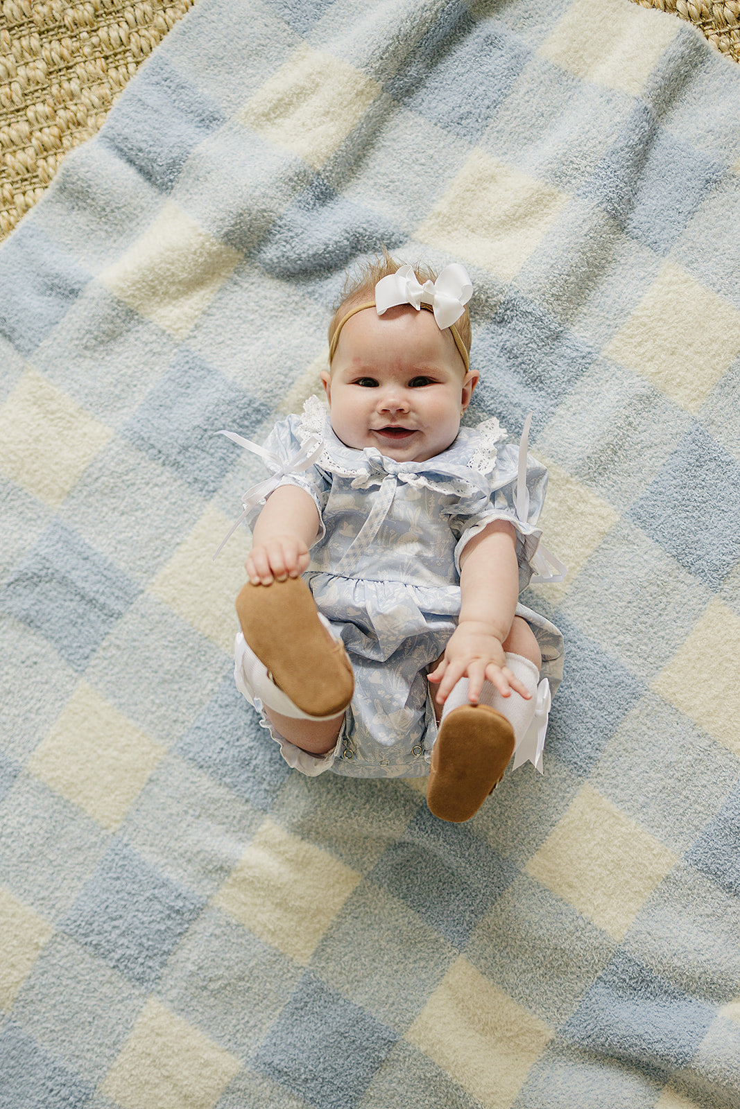 Baby Girl Blue Bunny Bubble Romper