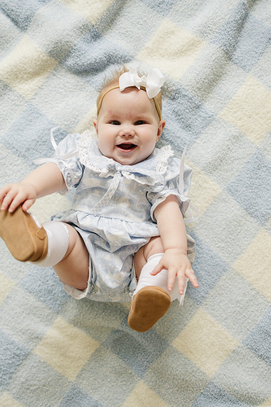 Baby Girl Blue Bunny Bubble Romper