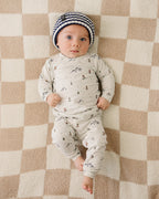 Navy & White Stripe Chunky Knit Beanie