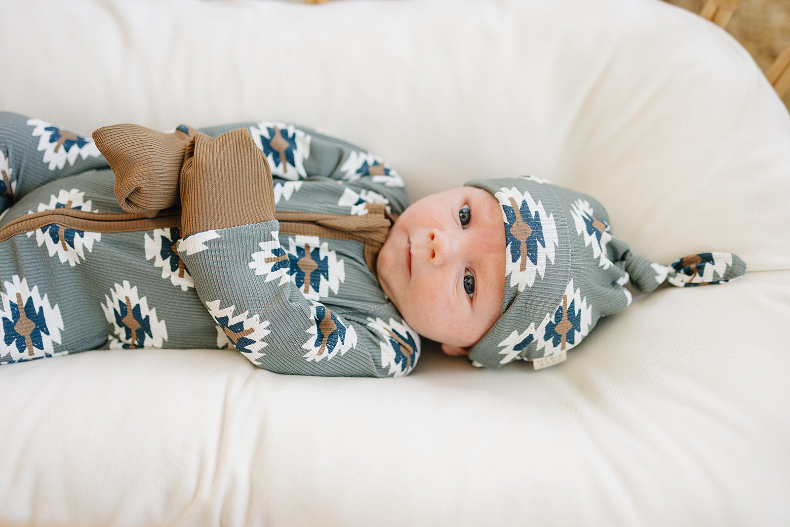 Southwest Aztec Ribbed Bamboo Zipper Pajama